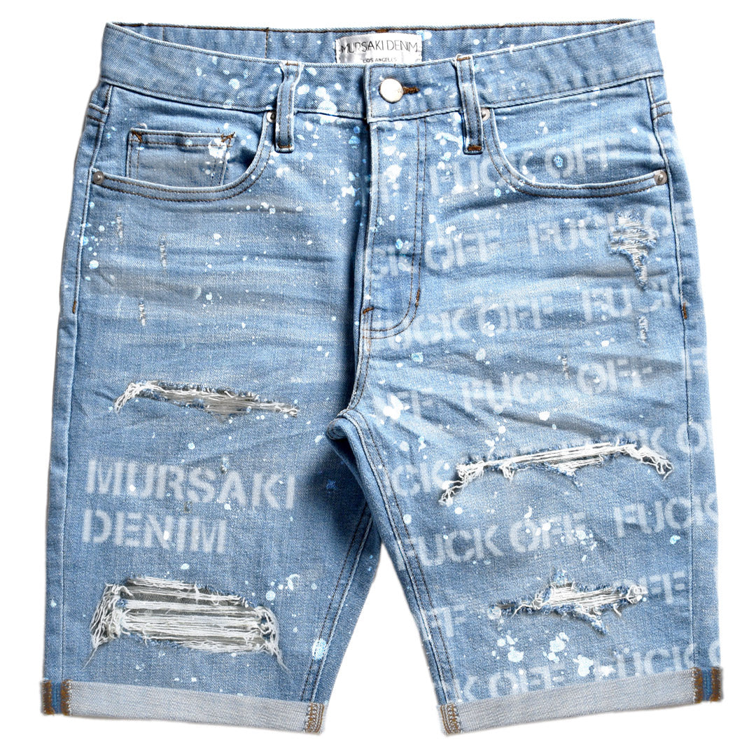 Mursaki F*** Off Short Light Blue w/ Splatter 337-098