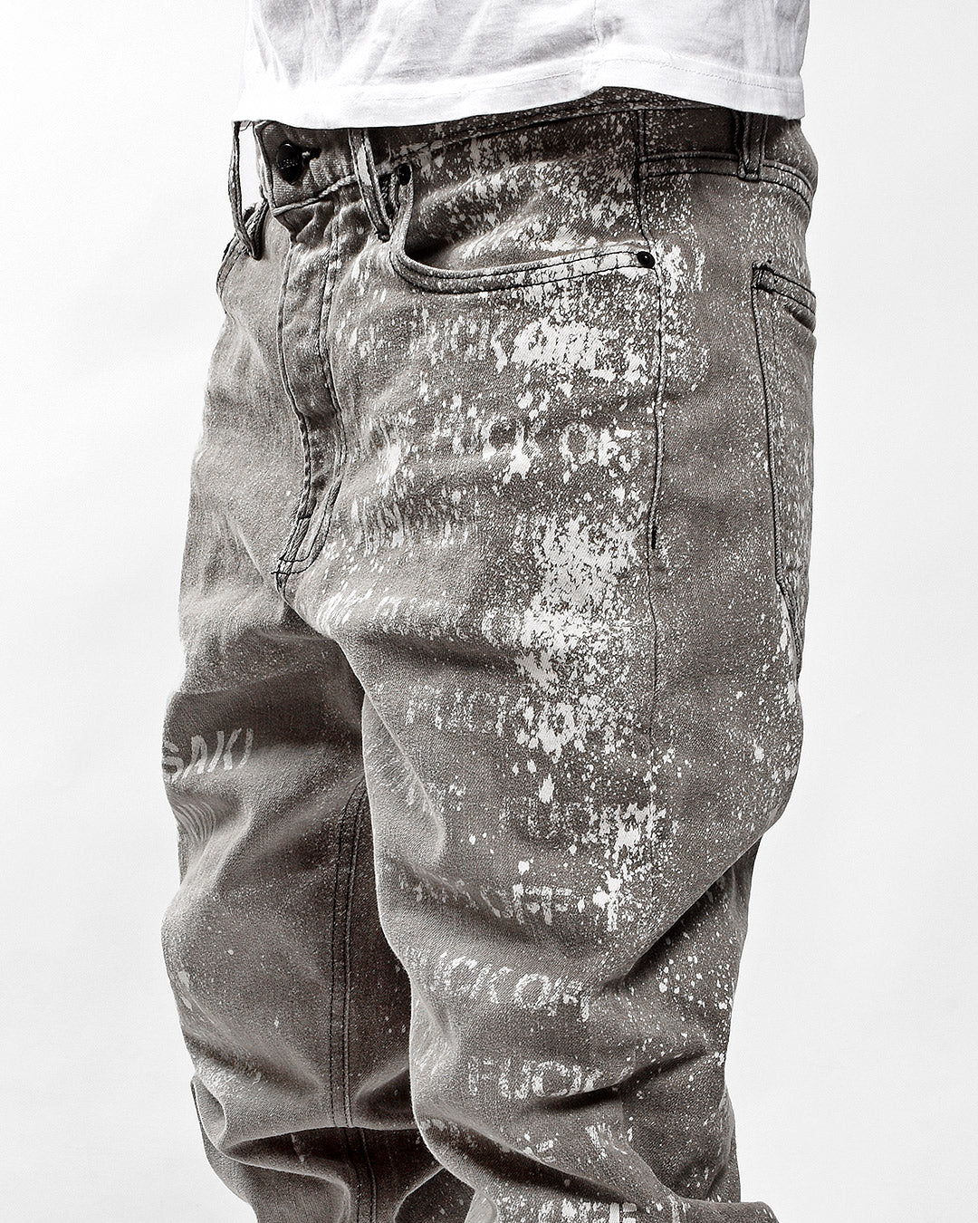 Mursaki F*** Off Jean Light Grey w/Splatter 336-195