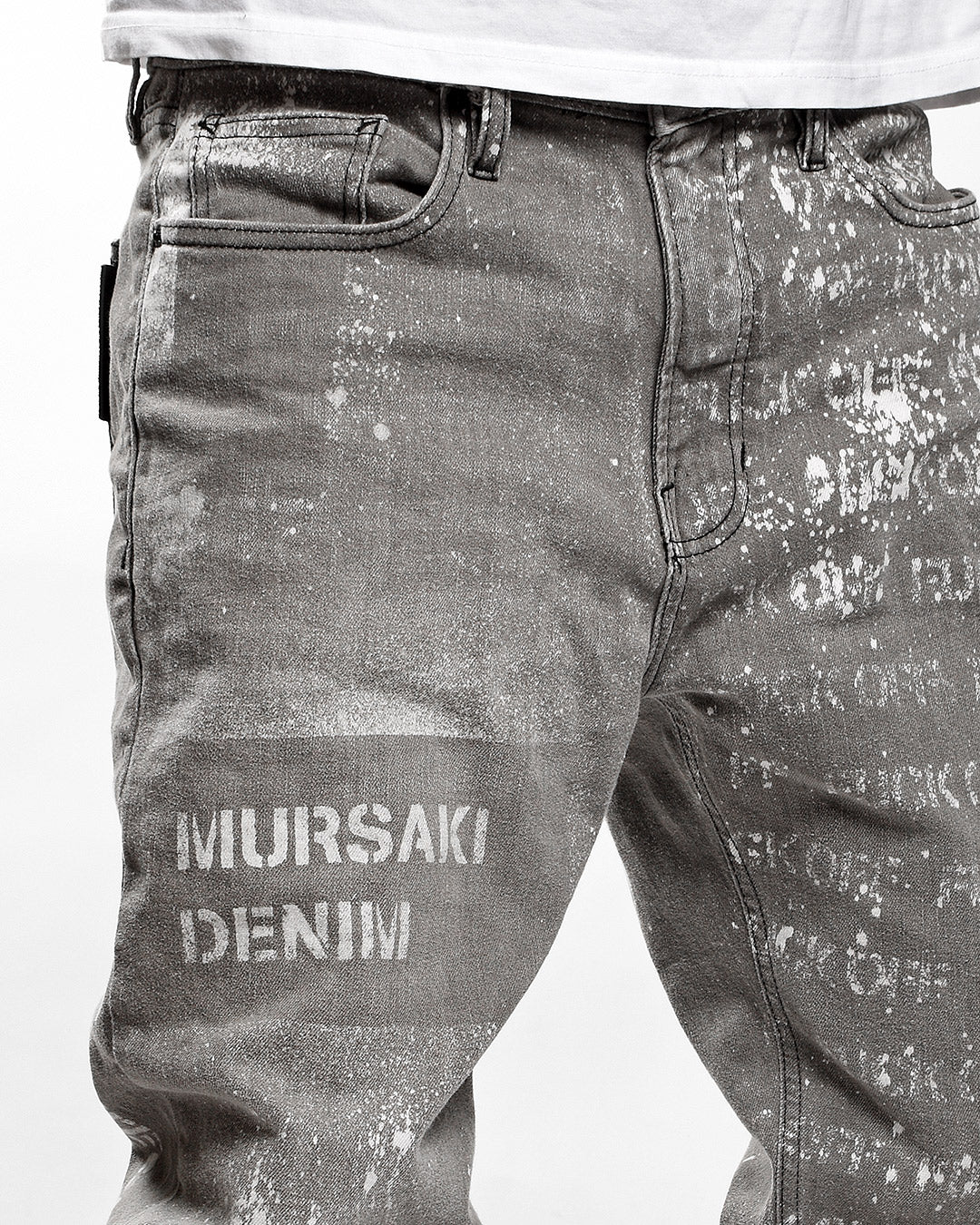Mursaki F*** Off Jean Light Grey w/Splatter 336-195