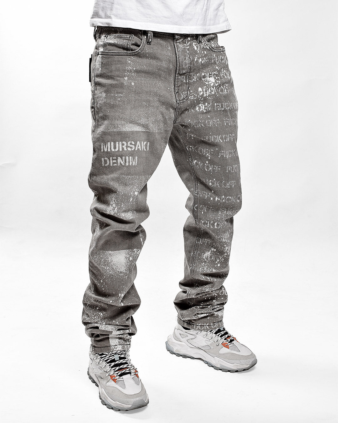 Mursaki F*** Off Jean Light Grey w/Splatter 336-195