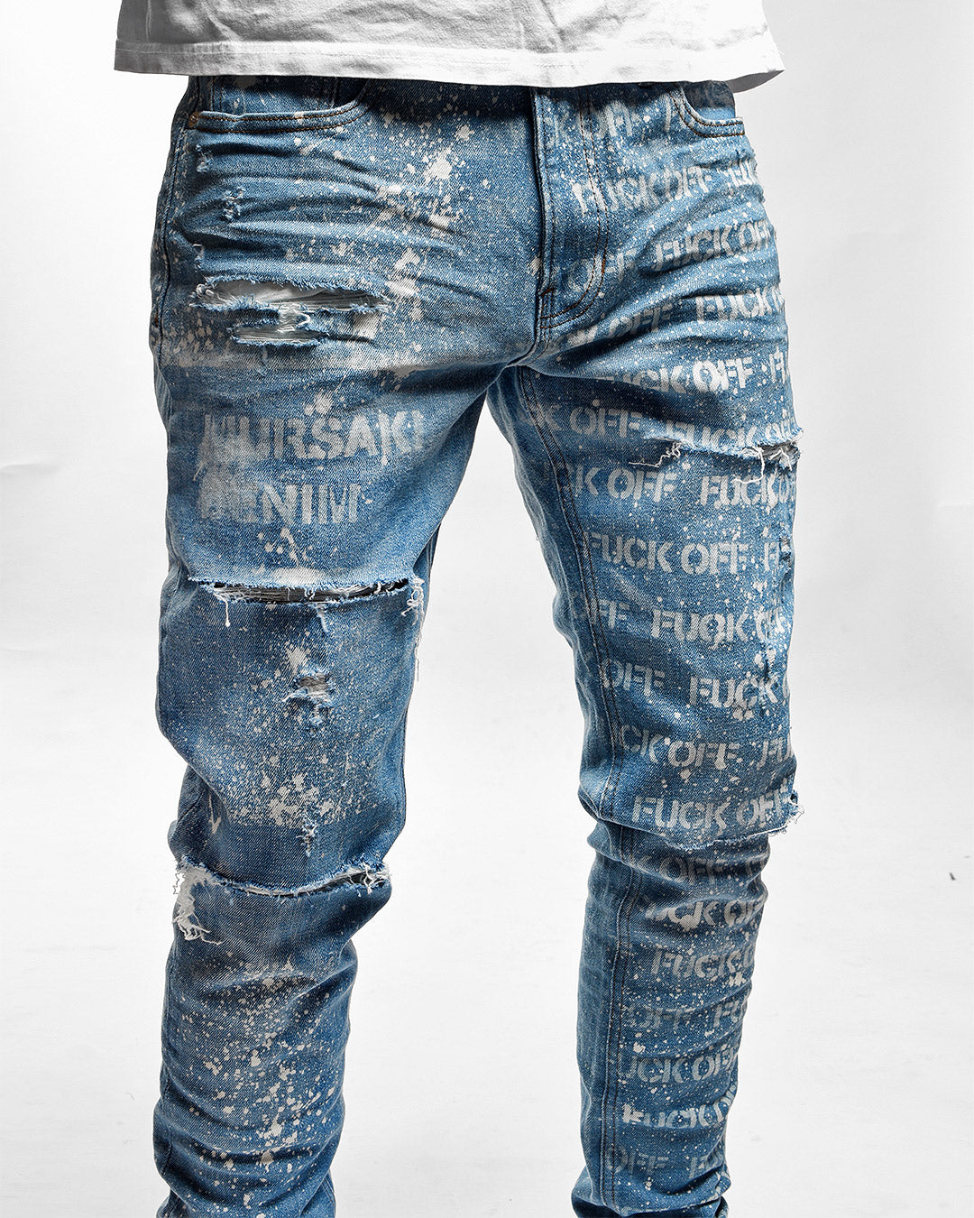 Mursaki F*** Off Jean Light Blue w/ Splatter 336-198