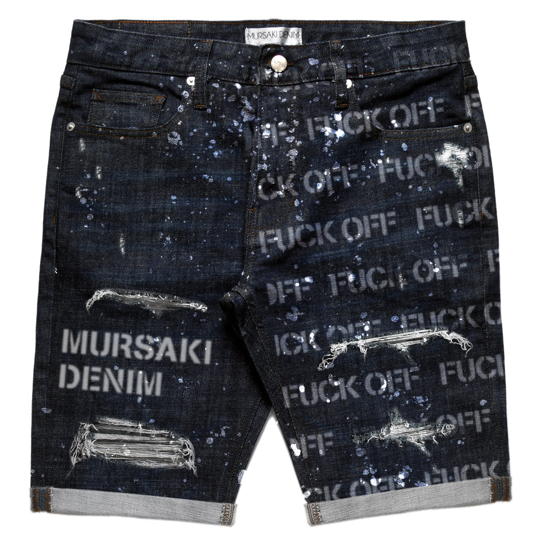 Mursaki F*** Off Short Raw Indigo w/ Splatter 337-089