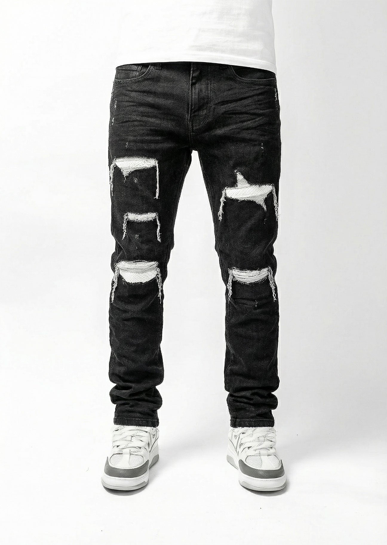 Mursaki Snake Patched Jean - Black 330-1XX