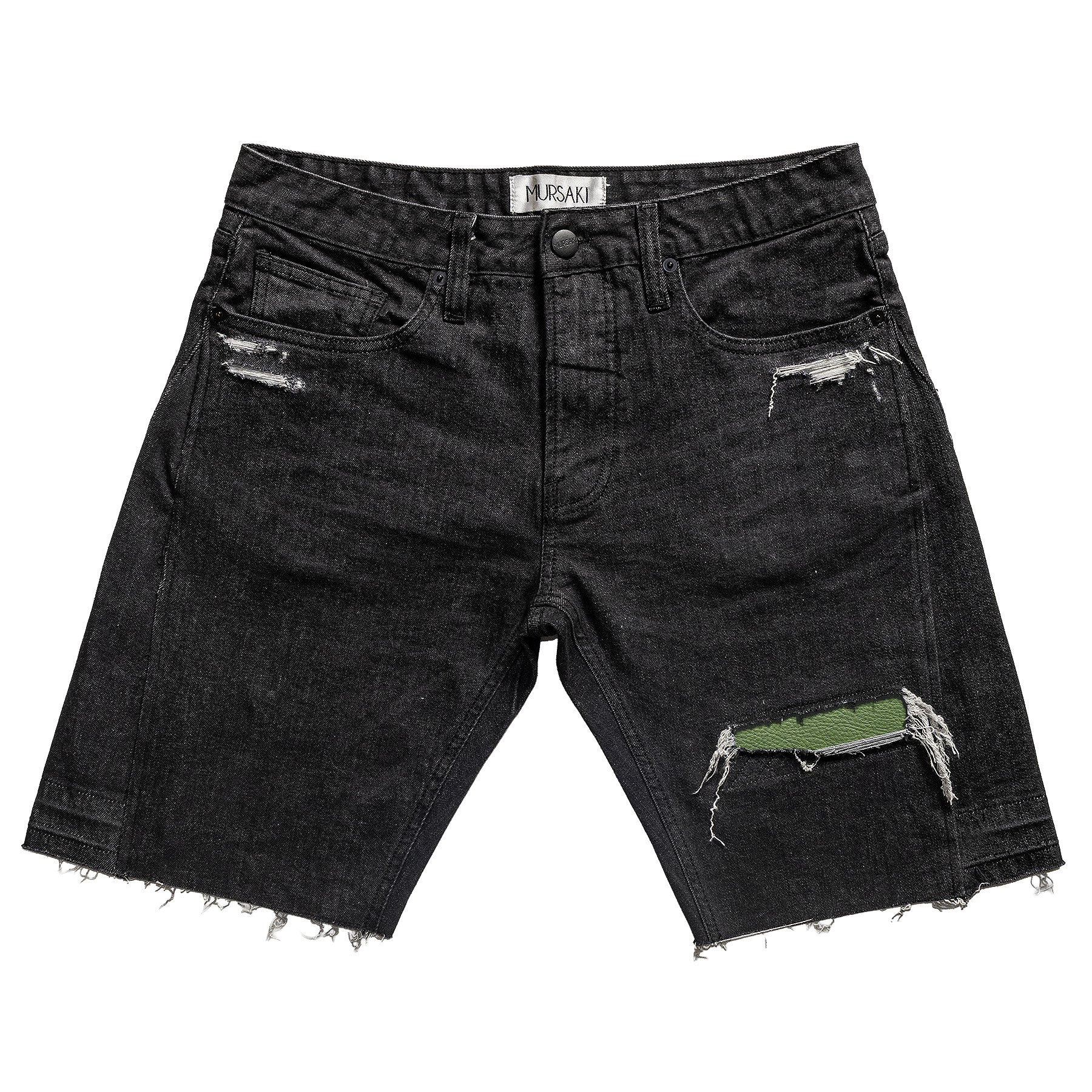Mursaki Flared Short 'Italian Pebble Repair' 355-000 (Rinse Black)