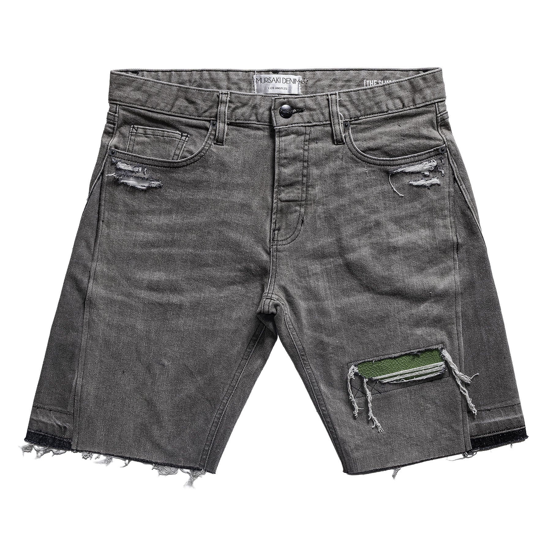 Mursaki Flared Short 'Italian Pebble Repair' 355-012 (Grey Denim)