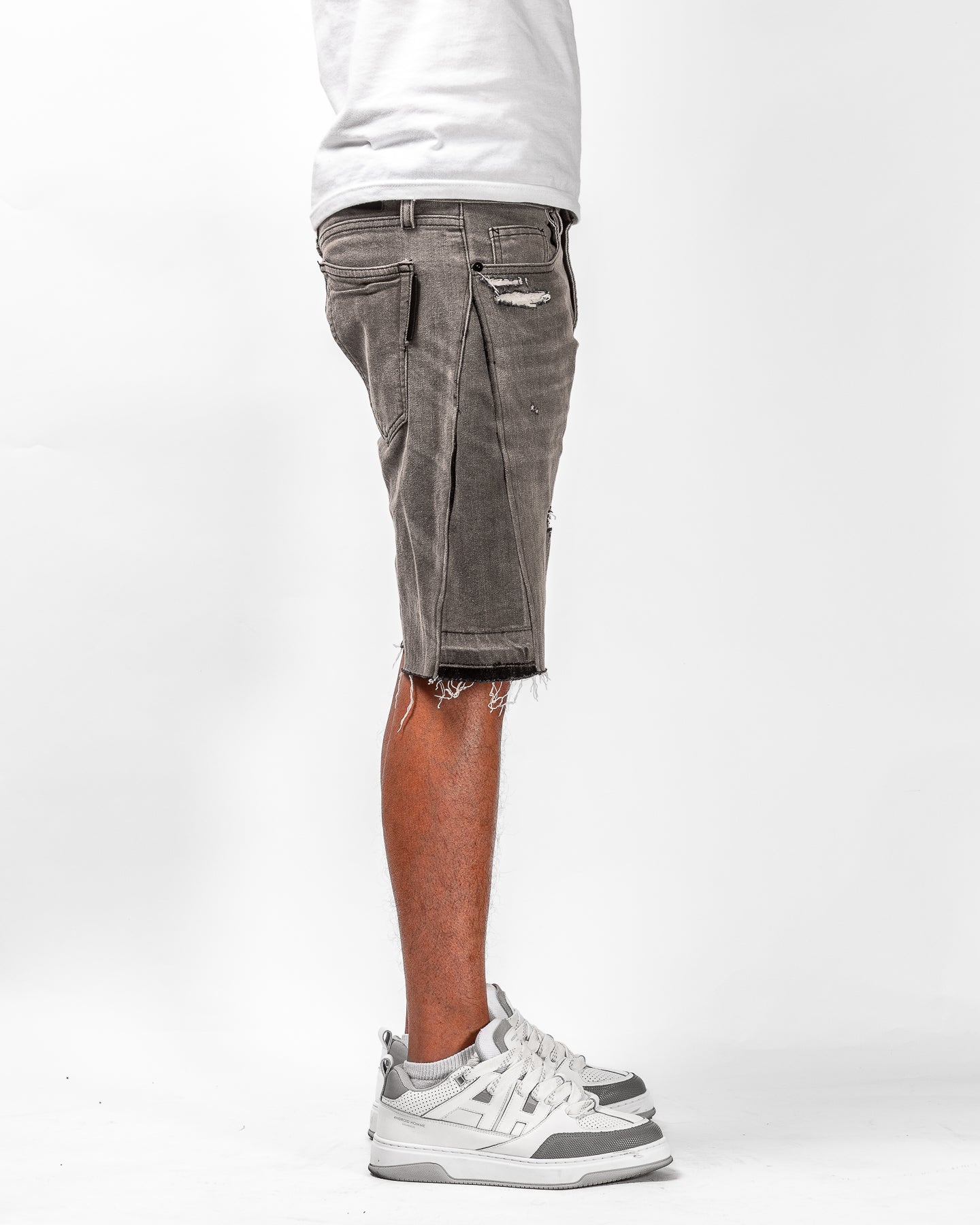 Mursaki Flared Short 'Italian Pebble Repair' 355-012 (Grey Denim)