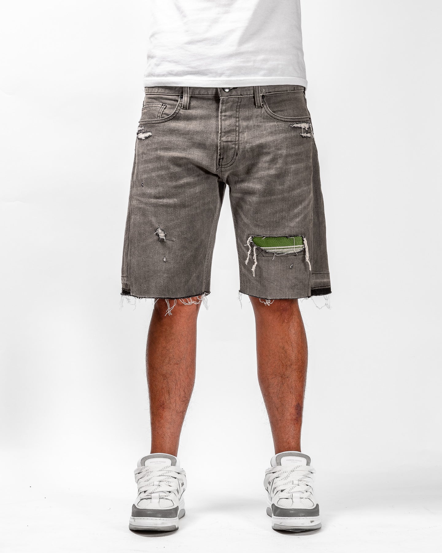 Mursaki Flared Short 'Italian Pebble Repair' 355-012 (Grey Denim)