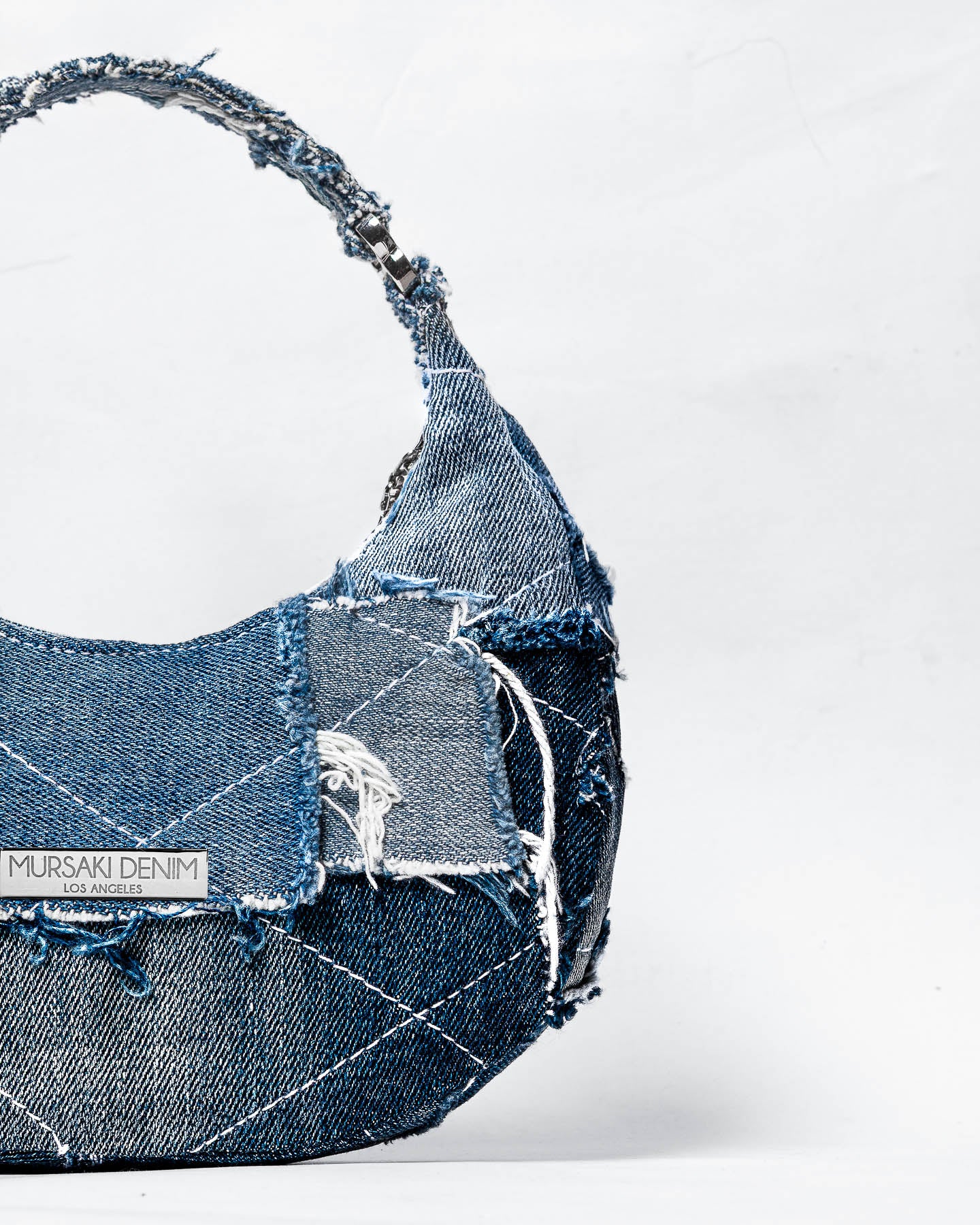 Mursaki Denim Paloma Handbag - Mixed Blue Patchwork