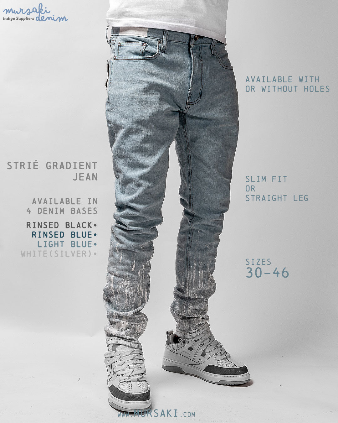 Mursaki Denim Strié Gradient Jean 340-108LB (Light Blue/White)