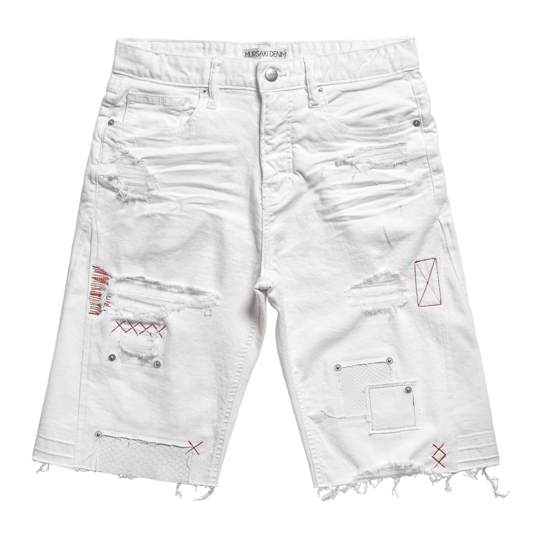Mursaki Denim Chop Shop Short (White/Snake) 345-092