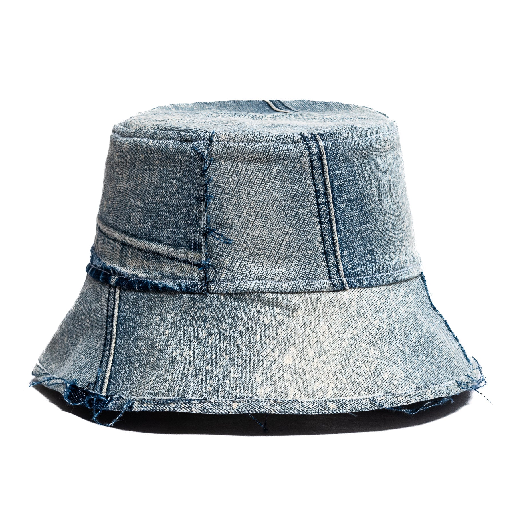 Mursaki Denim Raw Edge Bucket Hat - Dex(Light Blue Splatter)