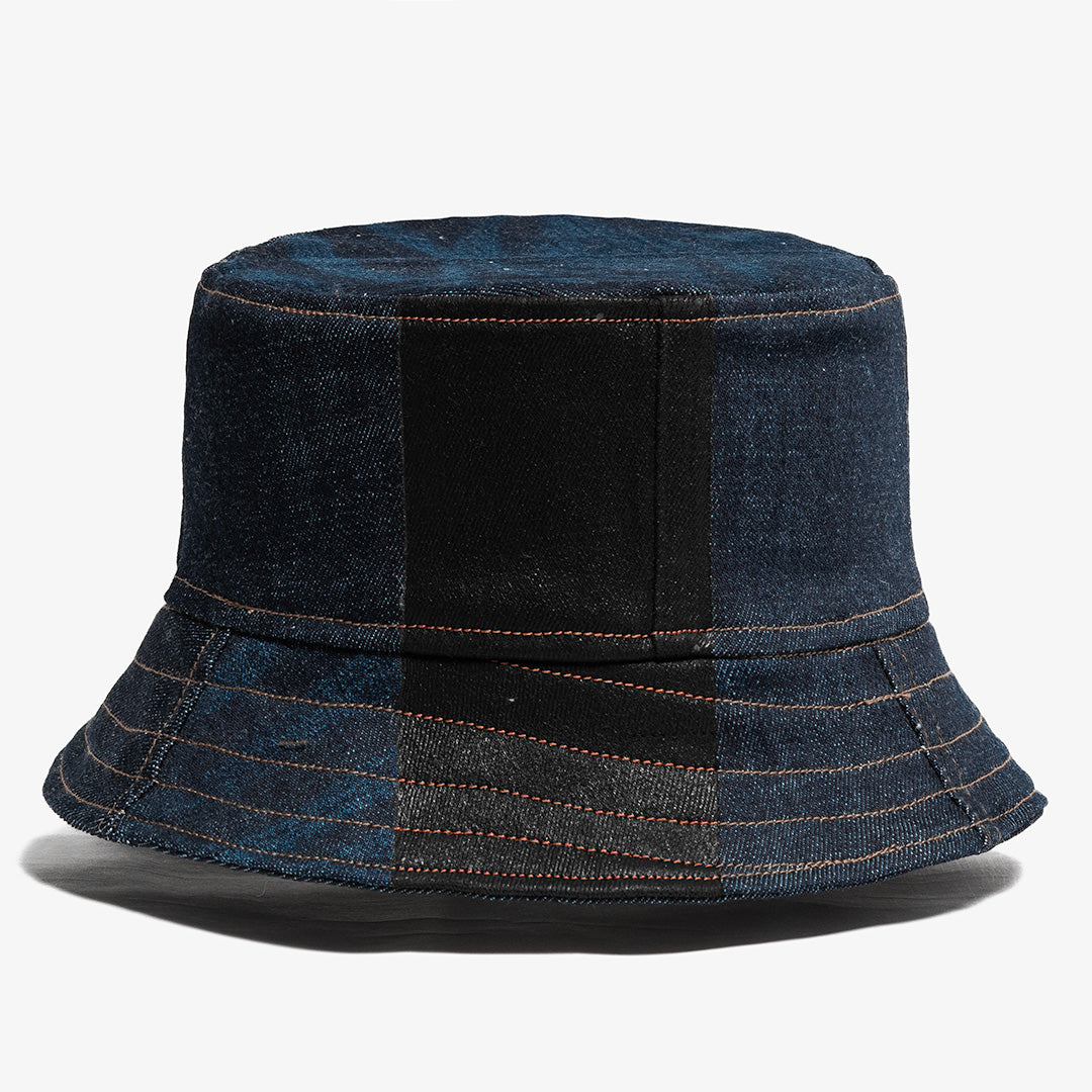 Mursaki Denim Bucket Hat - The Mursaki Stripe (Dade/Raw Blue)