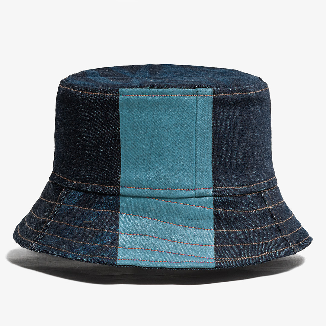 Mursaki Denim Bucket Hat - The Mursaki Stripe (Dade/Raw Blue)