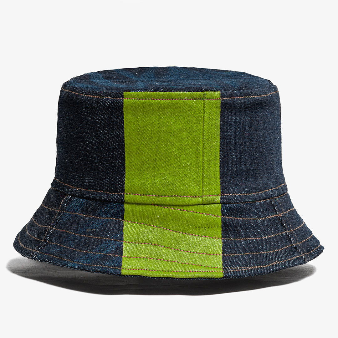 Mursaki Denim Bucket Hat - The Mursaki Stripe (Dade/Raw Blue)