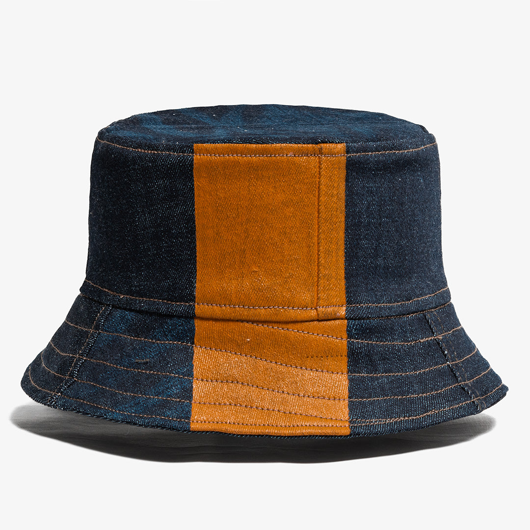Mursaki Denim Bucket Hat - The Mursaki Stripe (Dade/Raw Blue)