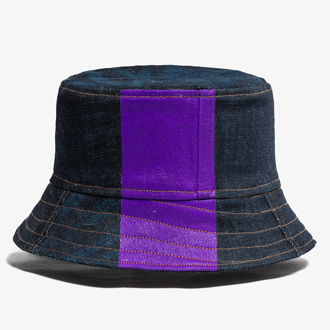Mursaki Denim Bucket Hat - The Mursaki Stripe (Dade/Raw Blue)