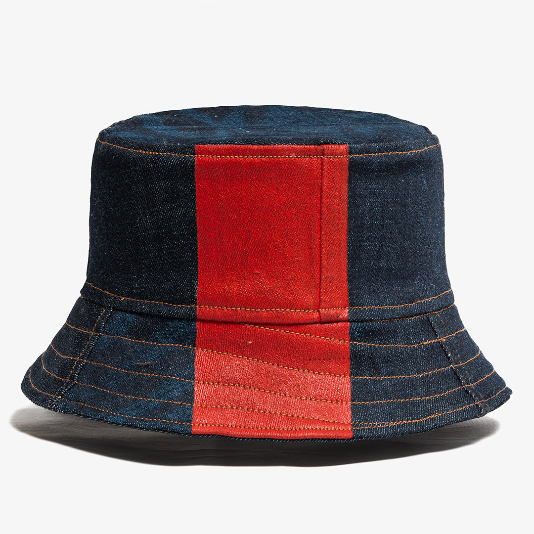 Mursaki Denim Bucket Hat - The Mursaki Stripe (Dade/Raw Blue)