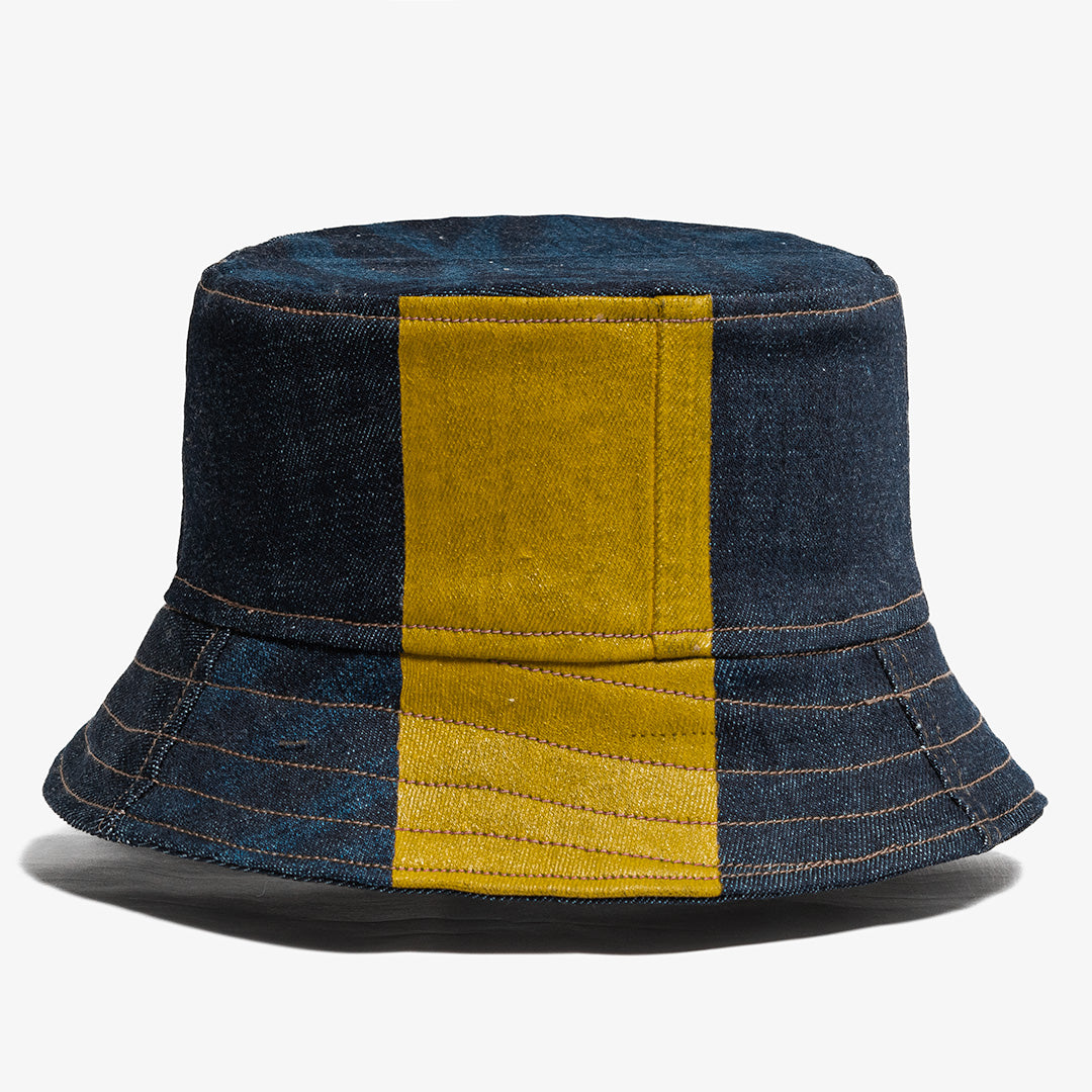 Mursaki Denim Bucket Hat - The Mursaki Stripe (Dade/Raw Blue)