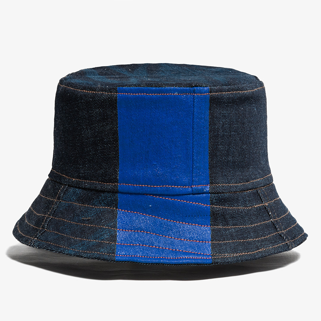 Mursaki Denim Bucket Hat - The Mursaki Stripe (Dade/Raw Blue)