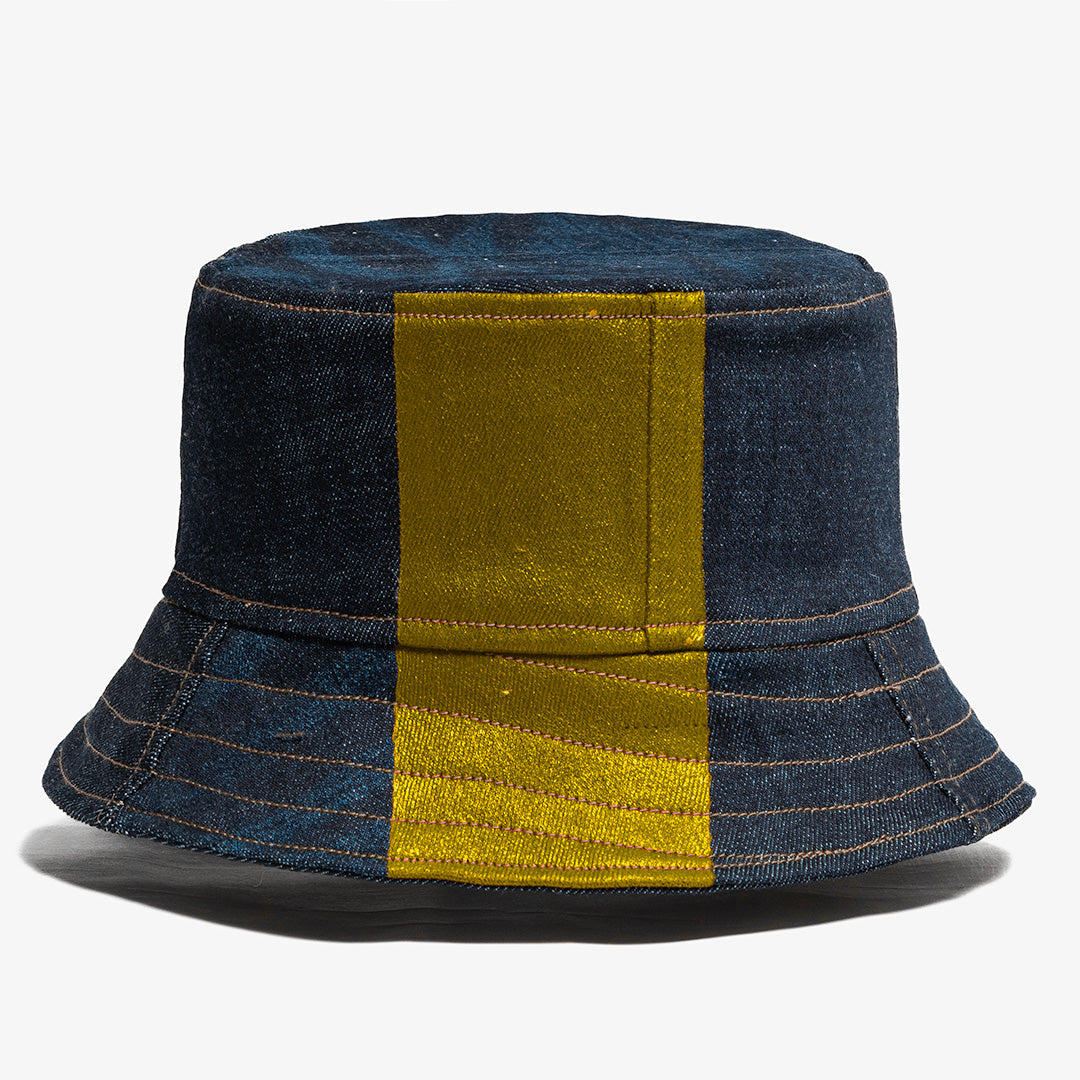 Mursaki Denim Bucket Hat - The Mursaki Stripe (Dade/Raw Blue)