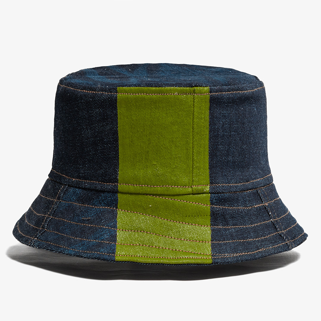 Mursaki Denim Bucket Hat - The Mursaki Stripe (Dade/Raw Blue)