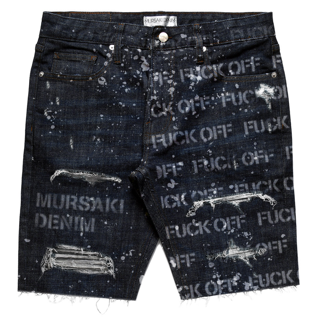 Mursaki F*** Off Short Raw Indigo w/ Splatter 337-089