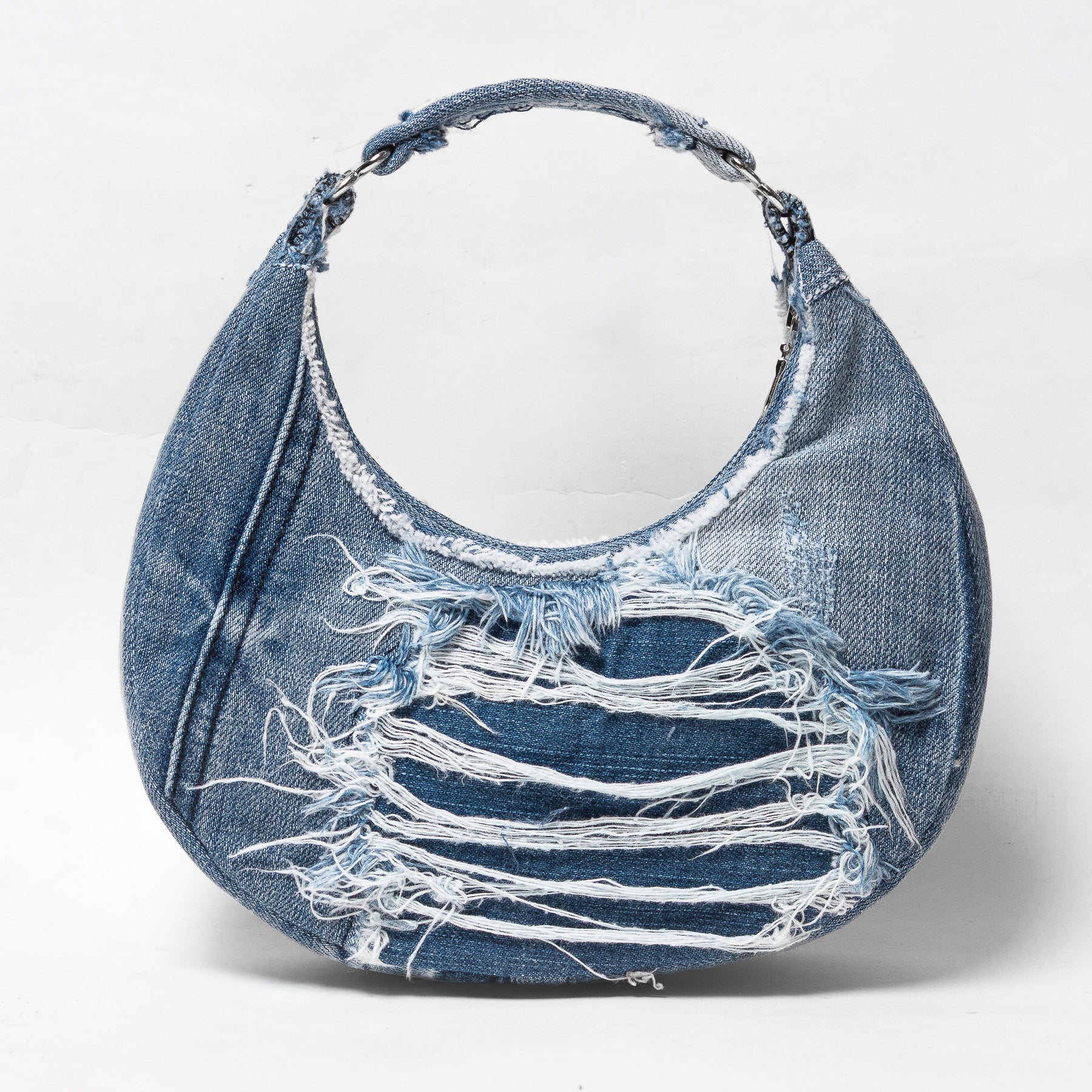 Mursaki Denim Paloma Handbag - Distressed Blue Denim