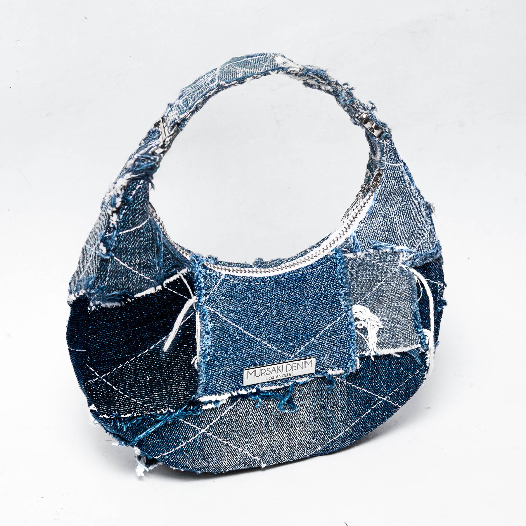 Mursaki Denim Paloma Handbag - Mixed Blue Patchwork