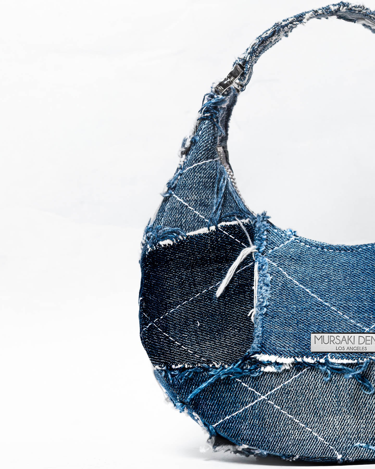Mursaki Denim Paloma Handbag - Mixed Blue Patchwork