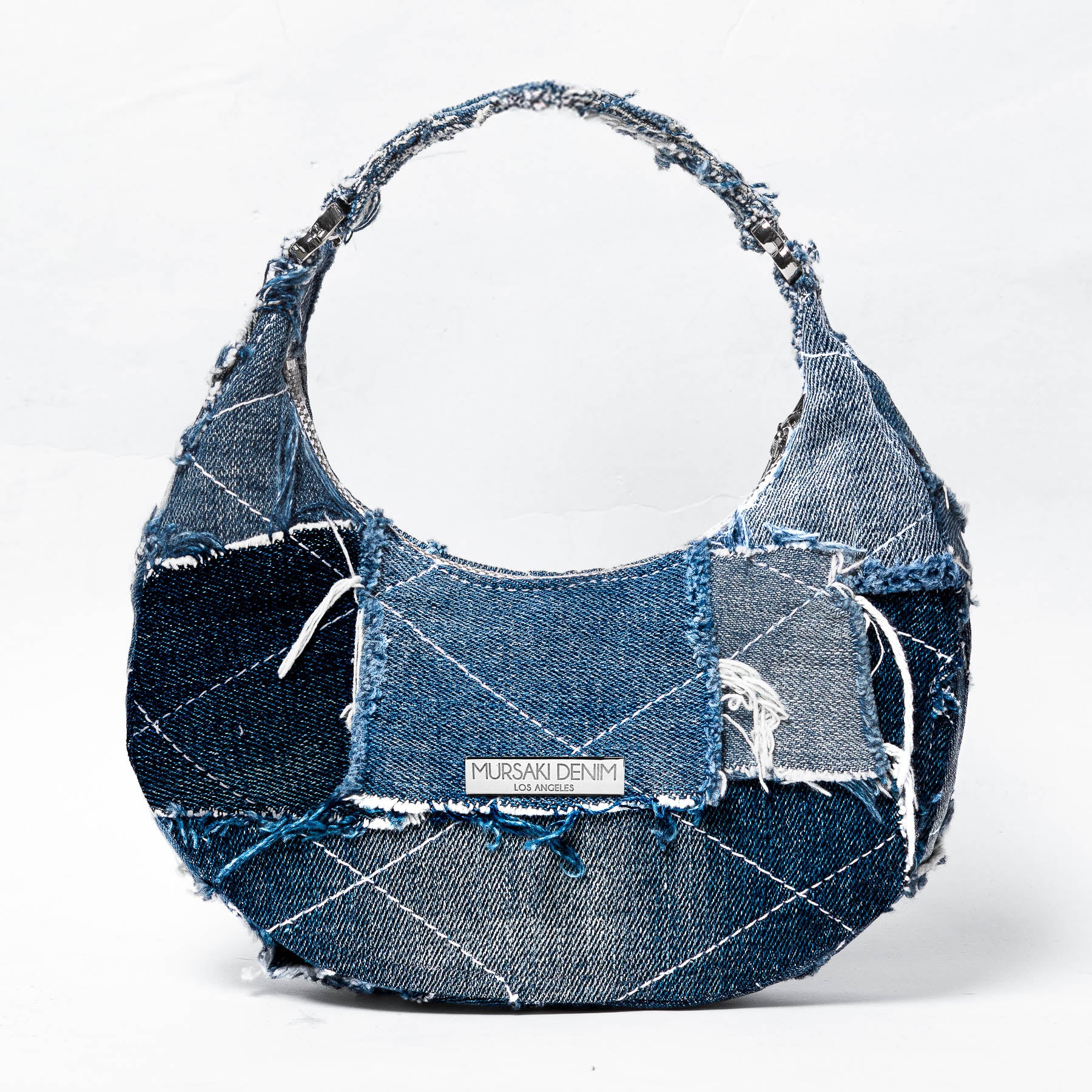 Mursaki Denim Paloma Handbag - Mixed Blue Patchwork