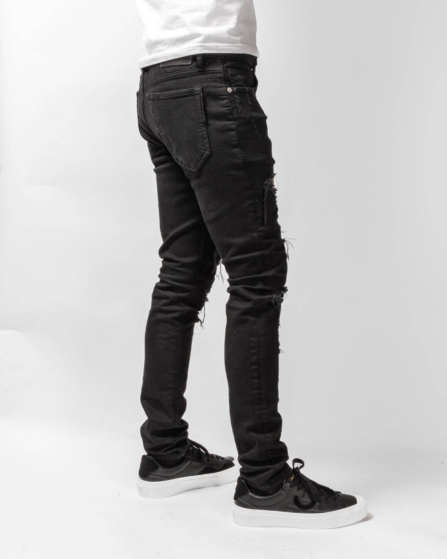 Mursaki Denim Leather Repair Jean 34N-114(Onyx/Nappa leather)